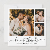 Minimale fotocollage-liefde en Bedankt-bruiloft Bedankkaart (Voorkant)