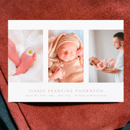 Minimale fotocollage roze geboorte aankondiging