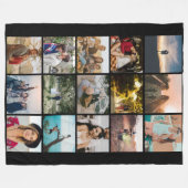Minimale fotocollage zwart fleece deken (Voorkant (Horizontaal))