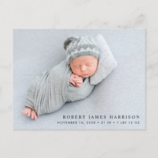 Minimale fotogeboorte aankondigingskaart (Voorkant)