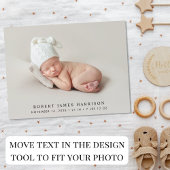 Minimale fotogeboorte aankondigingskaart