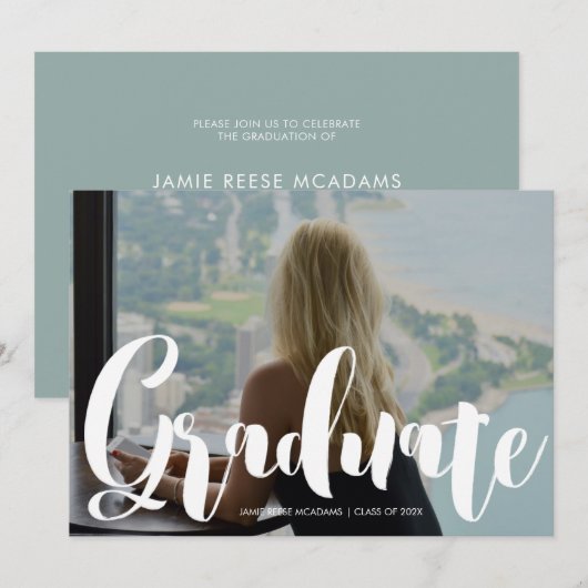 Minimale fotograaf Party Blue Announcemen Aankondiging (Voorkant / Achterkant)