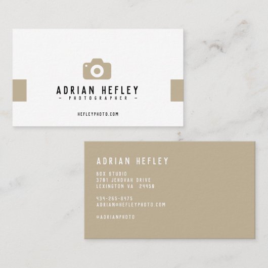 Minimale fotograaf Tan Two Side Visitekaartje (Voorkant / Achterkant)