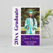 Minimale fotograduatiefestiviteit folie uitnodiging (Staand Voorkant)