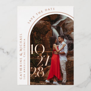 Minimale fotografie met gebold typografie folie uitnodiging