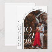Minimale fotografie met gebold typografie save the date (Voorkant / Achterkant)