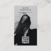 Minimale fotografie Moderne Sociale Media QR Code Visitekaartje (Voorkant)