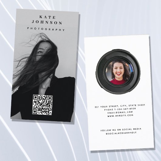 Minimale fotografie Moderne Sociale Media QR Code Visitekaartje