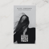 Minimale fotografie Moderne Sociale Media QR Code Visitekaartje (Voorkant)