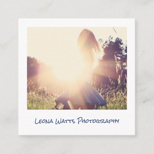 Minimale fotografie moderne witte chique fotograaf vierkante visitekaartje (Voorkant)