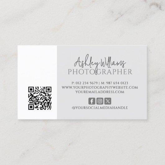 Minimale fotografie QR-code Visitekaartje (Achterkant)