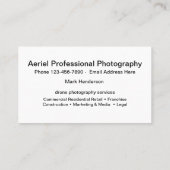 Minimale fotografie van de ontwerpdrone visitekaartje (Achterkant)