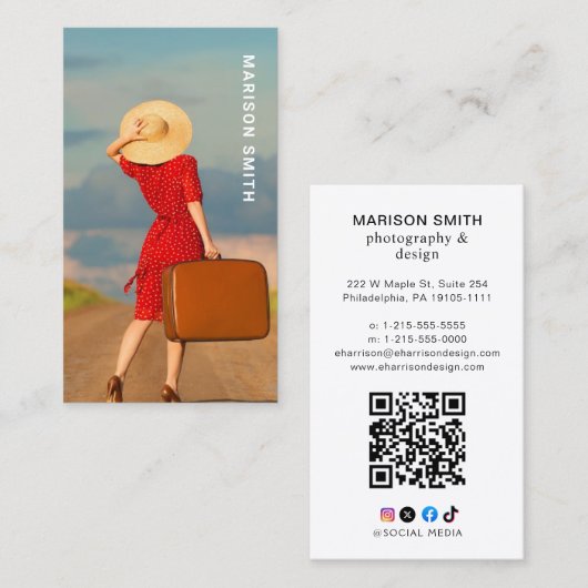 Minimale fotografie Volledige foto Eenvoudig bedri Visitekaartje (Voorkant / Achterkant)