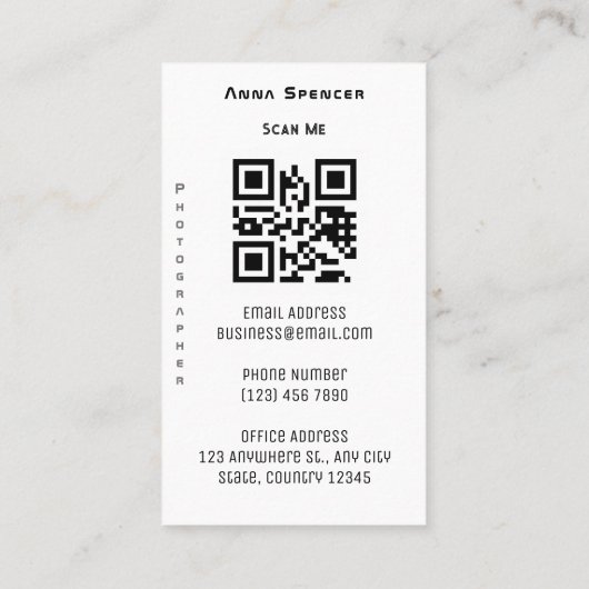 Minimale fotografie, volledige foto Eenvoudig Visitekaartje (Achterkant)