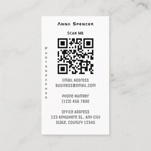 Minimale fotografie, volledige foto Eenvoudig Visitekaartje (Achterkant)