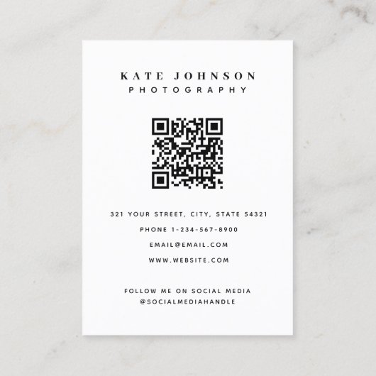 Minimale fotografie Volledige foto Trendy Visitekaartje (Achterkant)