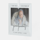 Minimale fotogrootouders 1 Kerstgrijs Glas Ornament (Voorkant links)