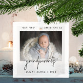 Minimale fotogrootouders 1 Kerstgrijs Glas Ornament