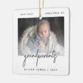 Minimale fotogrootouders 1 Kerstgrijs Keramisch Ornament (Links)