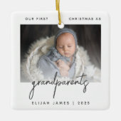 Minimale fotogrootouders 1 Kerstgrijs Keramisch Ornament (Voorkant)