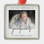 Minimale fotogrootouders 1 Kerstgrijs Metalen Ornament (Voorkant)