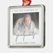 Minimale fotogrootouders 1 Kerstgrijs Metalen Ornament (Links)