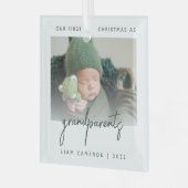 Minimale fotogrootouders 1 Kerstgroen Glas Ornament (Voorkant links)