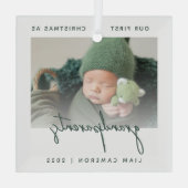 Minimale fotogrootouders 1 Kerstgroen Glas Ornament (Achterkant)