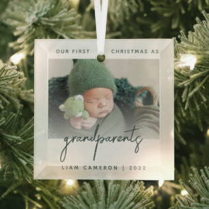 Minimale fotogrootouders 1 Kerstgroen Glas Ornament