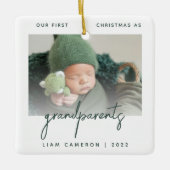 Minimale fotogrootouders 1 Kerstgroen Keramisch Ornament (Voorkant)