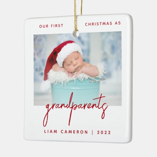 Minimale fotogrootouders 1 Kerstrood Keramisch Ornament (Links)