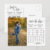 Minimale fotokalender met de datum bruiloft briefkaart (Voorkant / Achterkant)