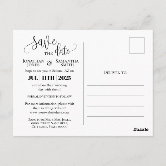 Minimale fotokalender met de datum bruiloft briefkaart (Achterkant)