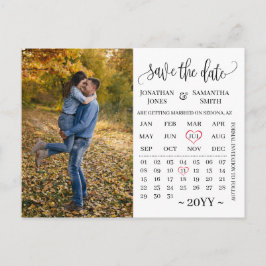 Minimale fotokalender met de datum bruiloft briefkaart