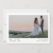Minimale fotokalligrafie bruiloft bedankkaart (Voorkant)