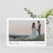 Minimale fotokalligrafie bruiloft bedankkaart (Staand voorkant)