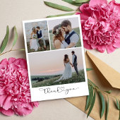 Minimale fotokalligrafie bruiloft bedankkaart