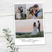 Minimale fotokalligrafie bruiloft bedankkaart