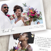 Minimale fotokalligrafie bruiloft bedankkaart