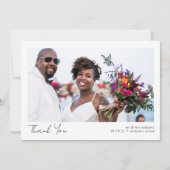 Minimale fotokalligrafie bruiloft bedankkaart (Voorkant)