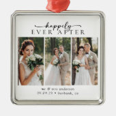 Minimale fotokalligrafie bruiloft metalen ornament (Voorkant)