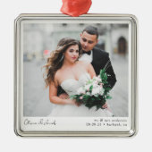 Minimale fotokalligrafie bruiloft metalen ornament (Voorkant)
