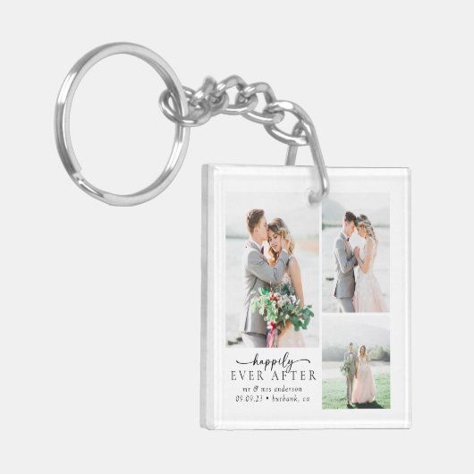 Minimale fotokalligrafie bruiloft sleutelhanger (Voorkant Links)