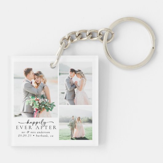 Minimale fotokalligrafie bruiloft sleutelhanger (Achterkant)