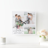 Minimale fotokalligrafie bruiloft vierkante klok (Huis)
