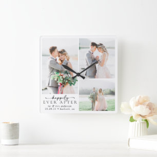 Minimale fotokalligrafie bruiloft vierkante klok