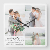 Minimale fotokalligrafie bruiloft vierkante klok (Voorkant)