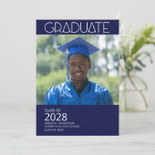 Minimale fotomarinier Blue Graduation Party Kaart (Staand voorkant)