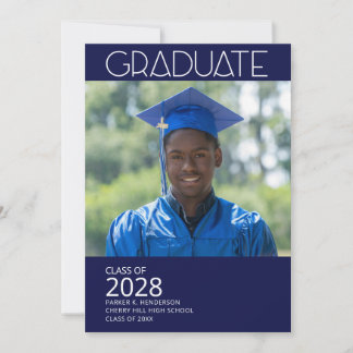 Minimale fotomarinier Blue Graduation Party Kaart