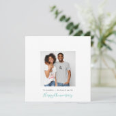 Minimale fotonaam Aangepast Blauwgroen Jubileum Kaart (Staand voorkant)